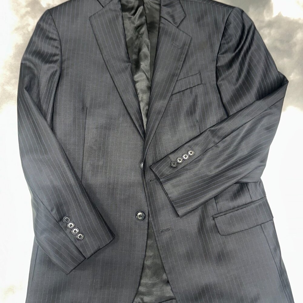 Brooks Brothers 346 Fitzgerald Fit Mens Black Pinstriped Blazer Jacket Size 38S